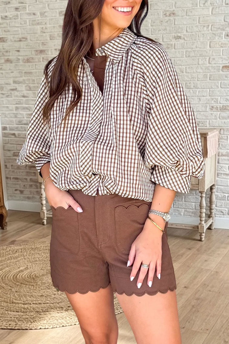 Gingham Plaid Button Down Shirt