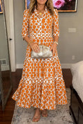 Chain Print Tiered Maxi Dress