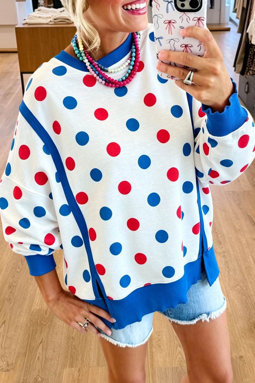 Polka Dot Crewneck Sweatshirt