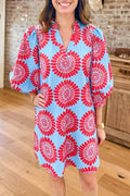 Floral Print V-Neck Shift Dress