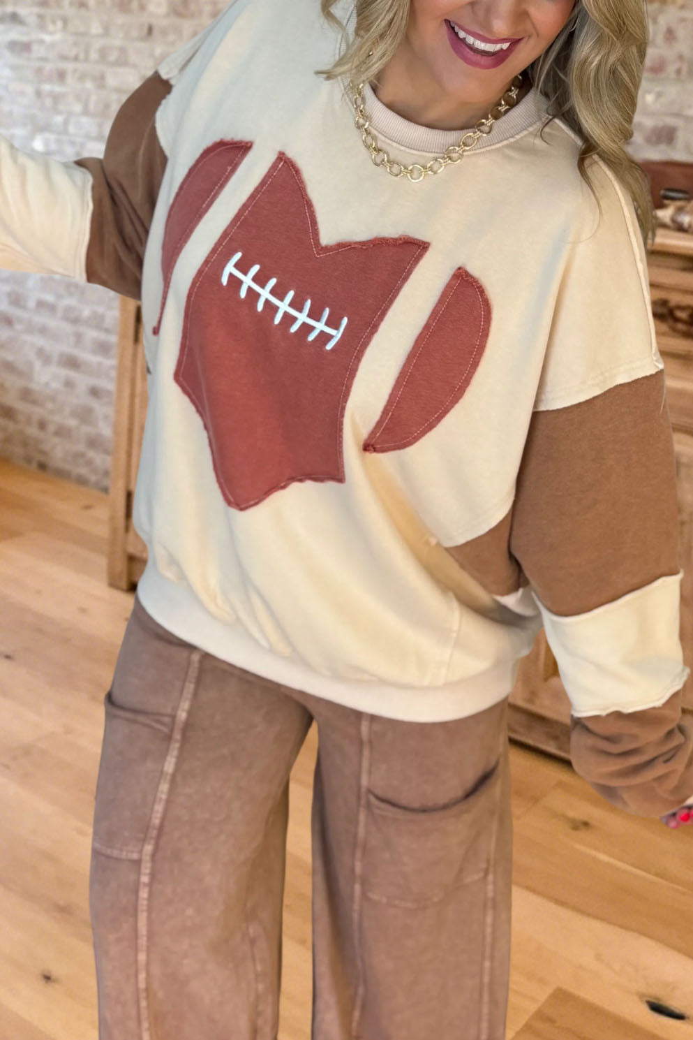 Football Graphic Colorblock Sweatshirt