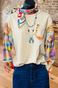 Causal Patchwork Sleeve Sweatshirt
