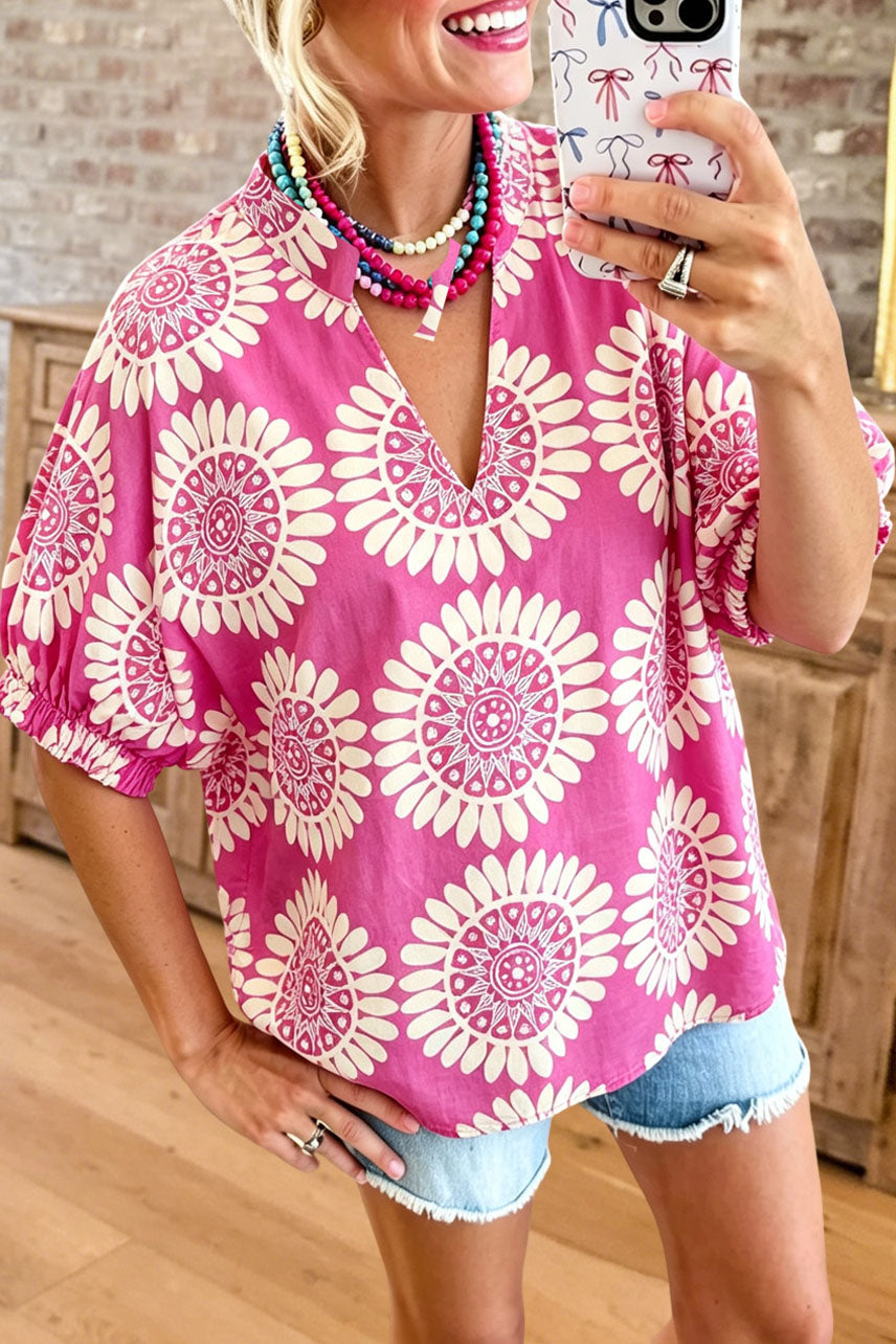 Floral Print V-Neck Blouse