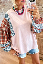 Plaid Patchwork Lantern Top