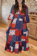 Floral Patchwork Tiered Maxi Dress
