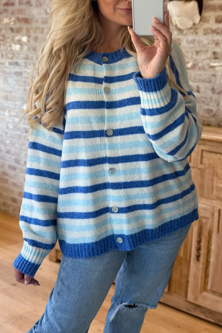 Causal Striped Button Down Sweater