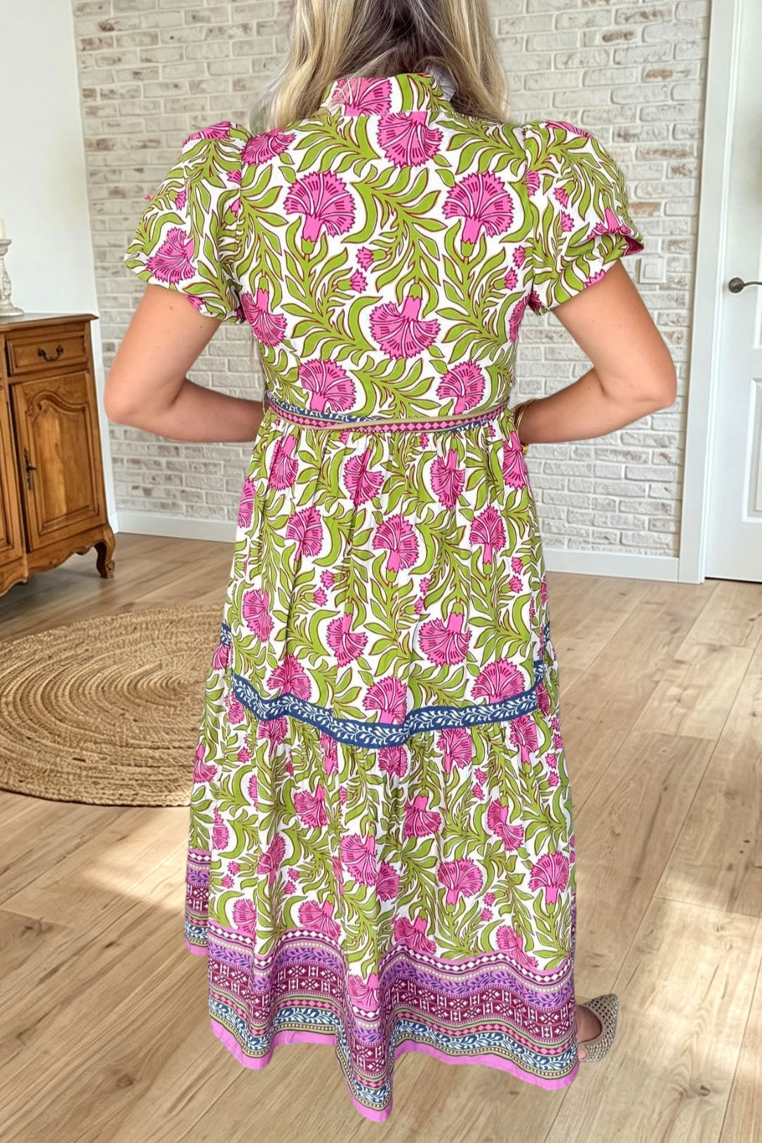 Floral Print Belted Maxi Dress