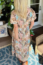 Causal Bird Print Maxi Dress