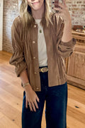 Button Front Ruched Lightweight Jacket