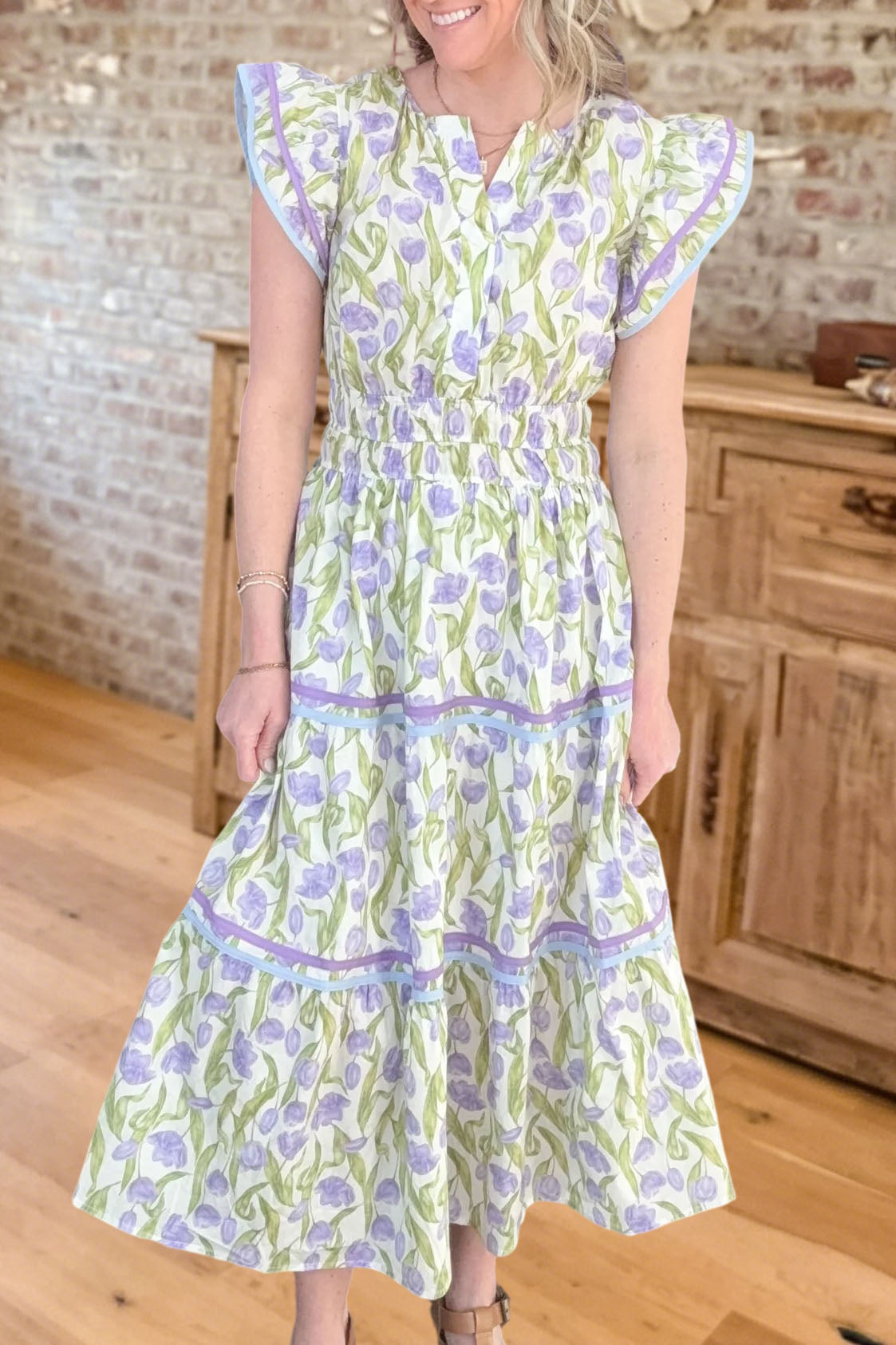 Floral Smocked Waist Tiered Maxi Dress
