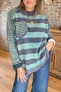 Striped Patchwork Pocket Sweatshirt