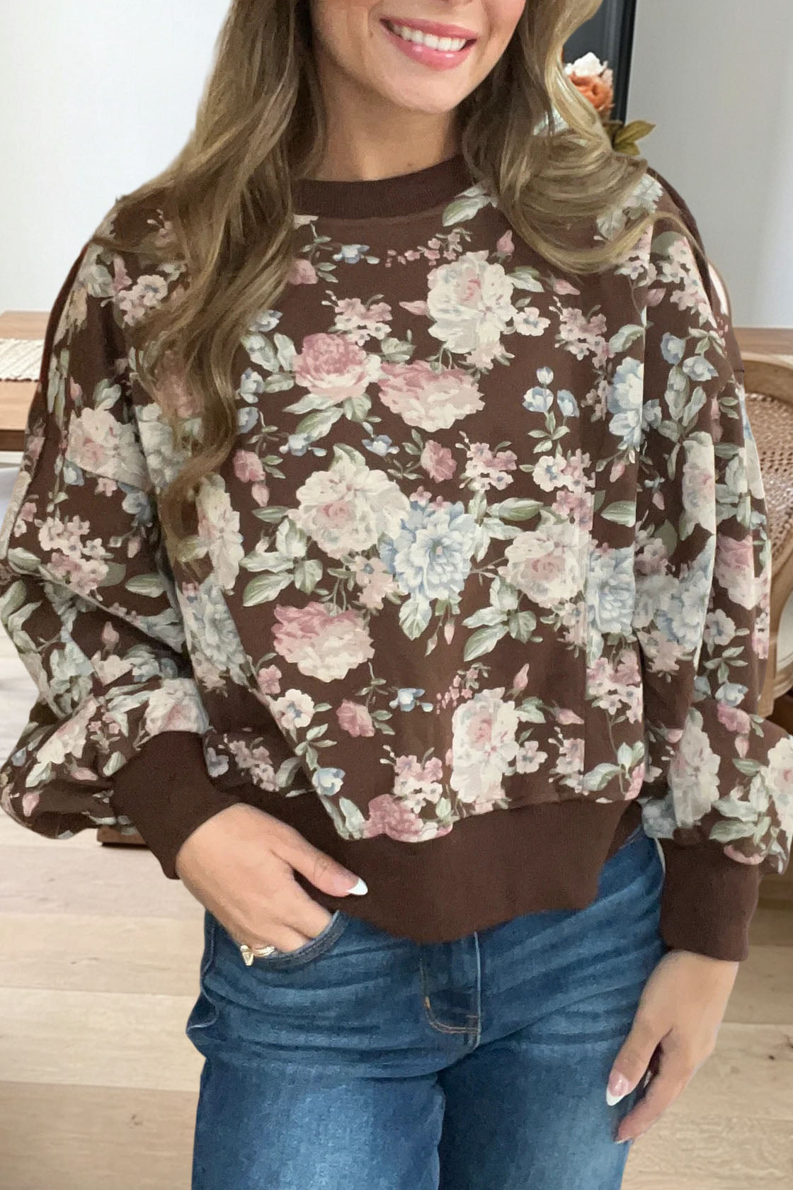 Vintage Floral Long Sleeve Sweatshirt