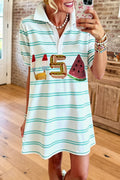 USA Sequin Stripe Polo Dress