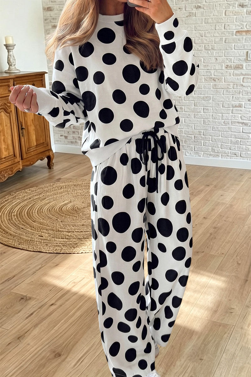 Polka Dot Sweatshirt Pants Set