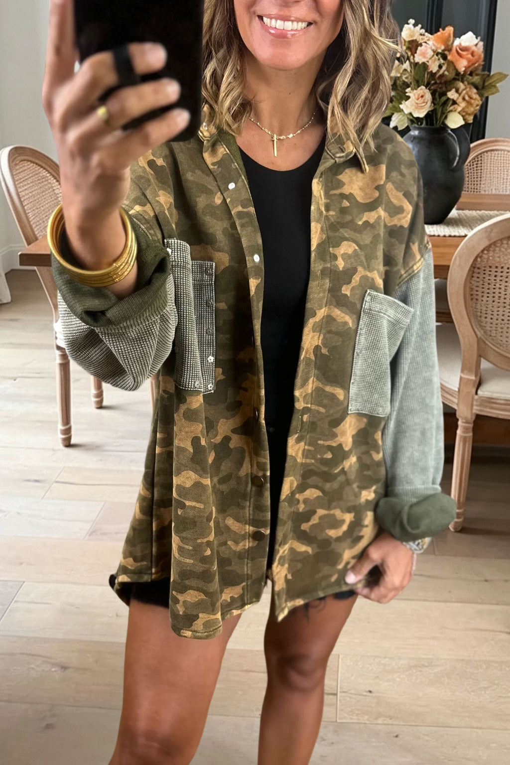 Camo Patchwork Button Down Jacket