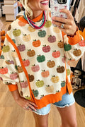 Plaid Pumpkin Print Sweatshirt
