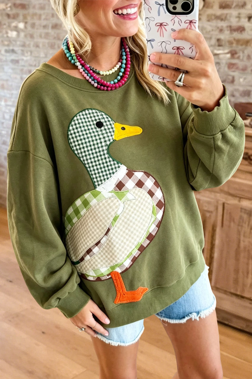 Duck Patchwork Long Sleeve Sweatshirt
