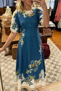 Floral Puff Sleeve Maxi Dress