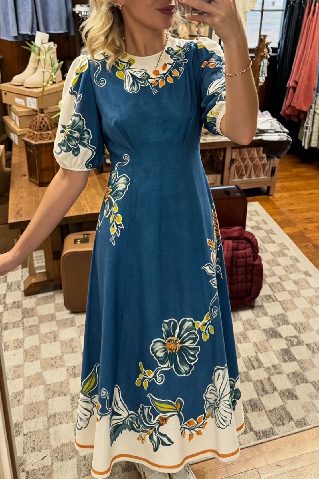 Floral Puff Sleeve Maxi Dress