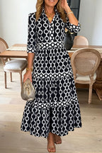 Geometric Print Tiered Maxi Dress
