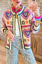 Heart Pattern Knit Cardigan