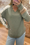 Causal Waffle Colorblock Top