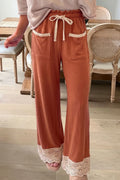 Women's Lace Trim Wide Leg Pants