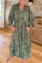 Abstract Pattern Tiered Maxi Dress