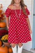 Polka Dot Off-Shoulder Mini Dress