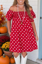 Polka Dot Off-Shoulder Mini Dress