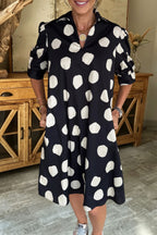Polka Dot V-Neck Shirt Dress
