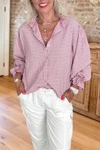 Plaid Ruffle Collar Button Shirt