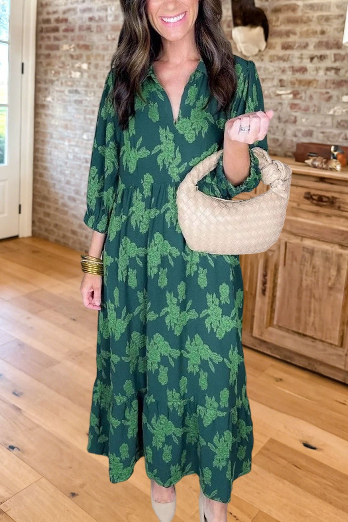 Floral Print V-Neck Maxi Dress