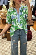 Boho Floral Print V-Neck Top