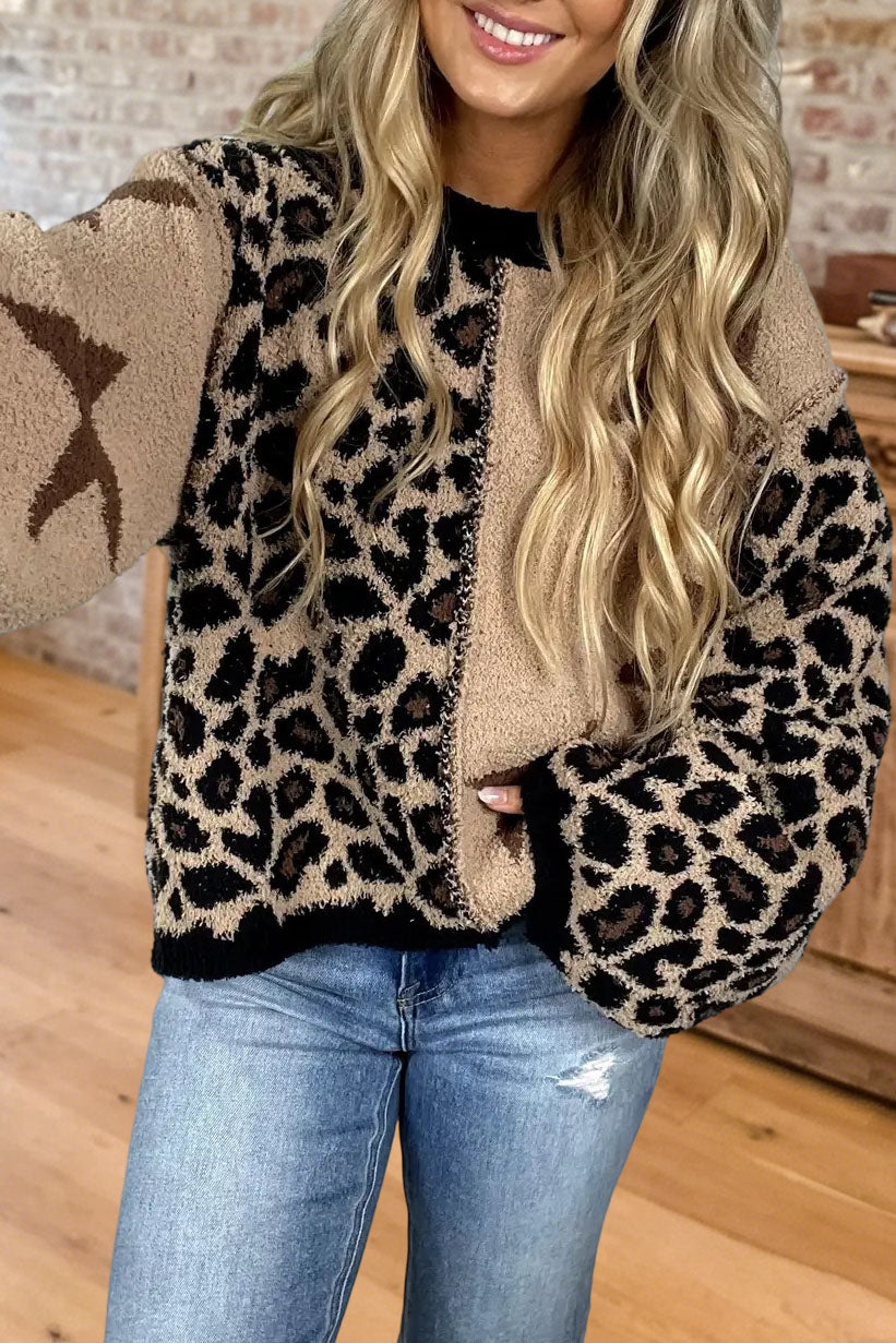 Leopard Star Patchwork Sweater