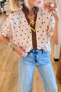 Polka Dot Ruffle Collar Blouse