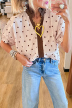 Polka Dot Ruffle Collar Blouse