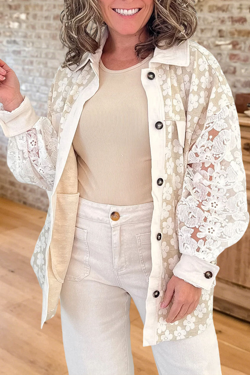 Floral Lace Button Front Shacket