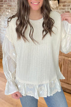 Lace Patchwork Cable Knit Top