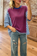 Casual Striped Colorblock T-Shirt