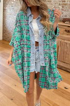 Plaid Denim Patchwork Shacket