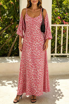 Floral Cami Maxi Dress Cardigan Set