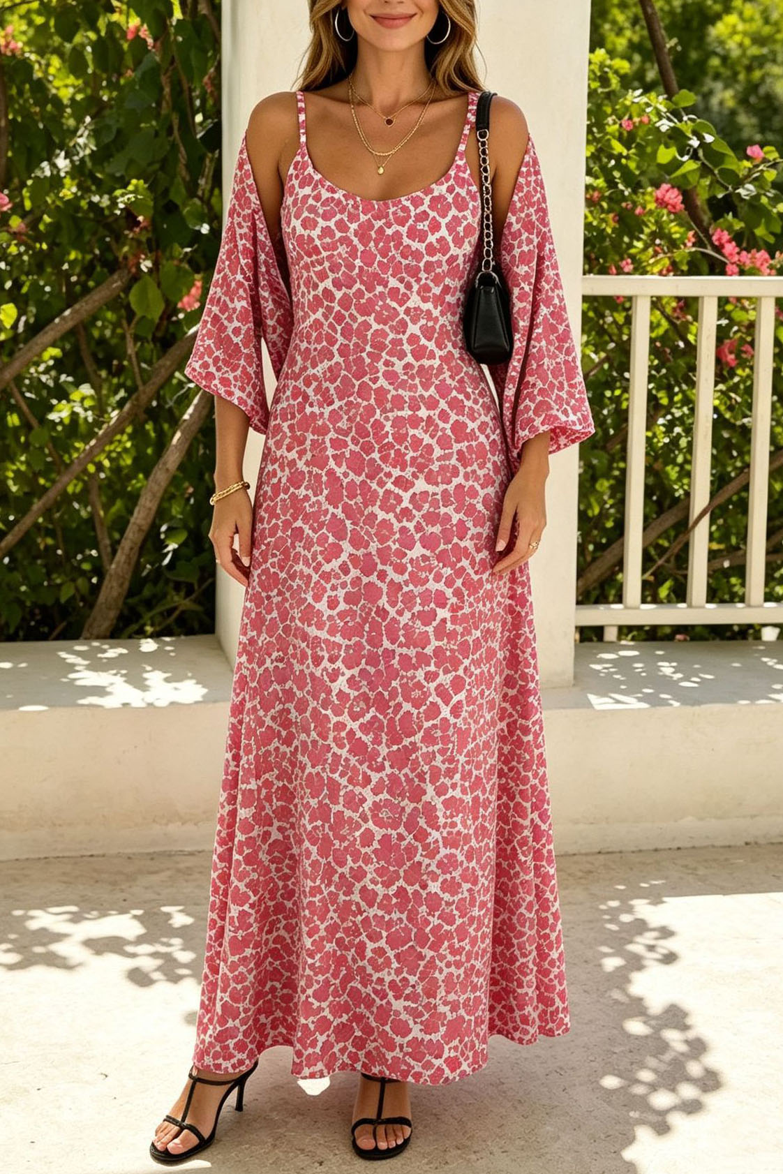 Floral Cami Maxi Dress Cardigan Set