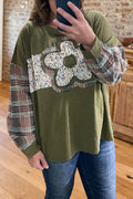 Floral Patchwork Plaid Sweatshirt