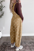 Polka Dot Wide Leg Denim Overalls