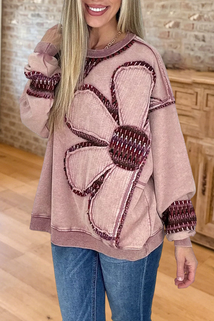 Floral Applique Oversized Sweatshirt