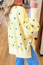 Polka Dot Side Slit Sweatshirt