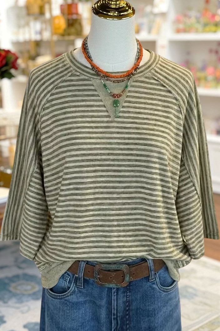 Striped Loose Fit Raglan Top