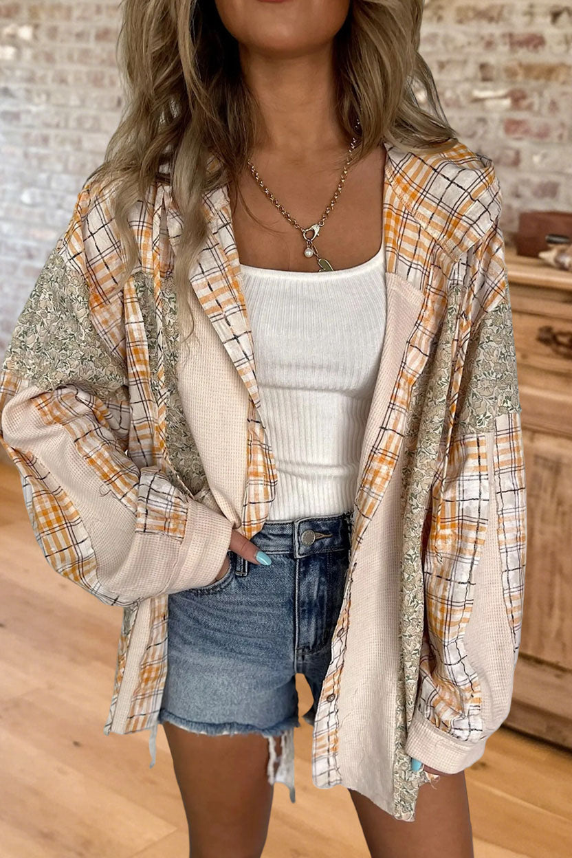 Plaid Patchwork Button Down Coat