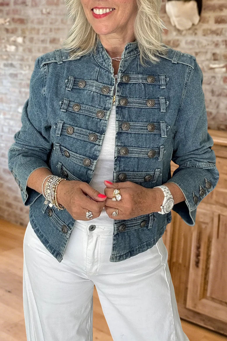 Military Style Denim Jacket